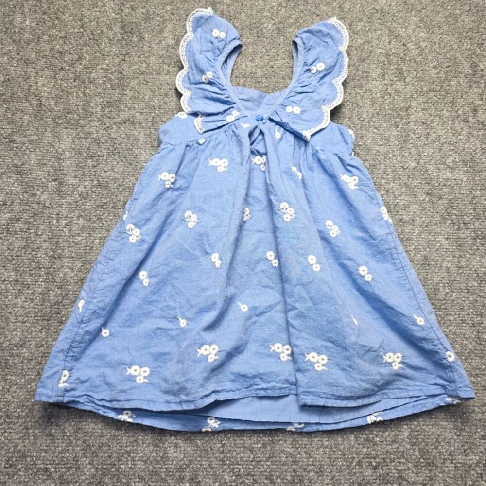 Blue Floral Embroidered Ruffle Dress Size 3T
